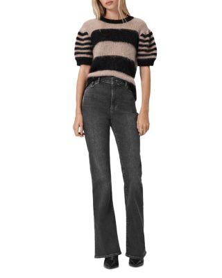 Maisie High Rise Flared Jeans in Washed Grey