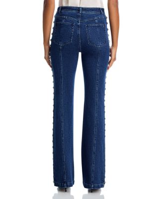 Embellished High Rise Slim Jeans in Oceane