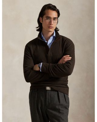 Houndstooth Luxury Jersey Quarter Zip Pullover