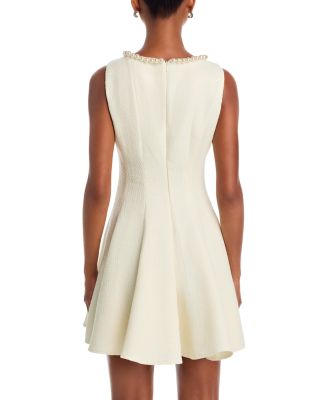 Faux Pearl Trim Tweed Sleeveless Mini Dress - Exclusive