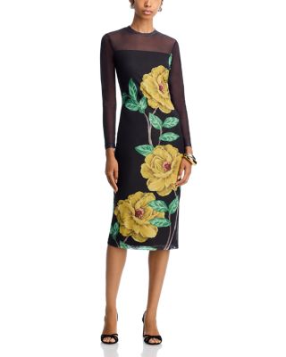 Mesh Floral Midi Dress - Exclusive