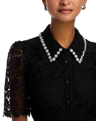 Embellished Collar Lace Top - Exclusive