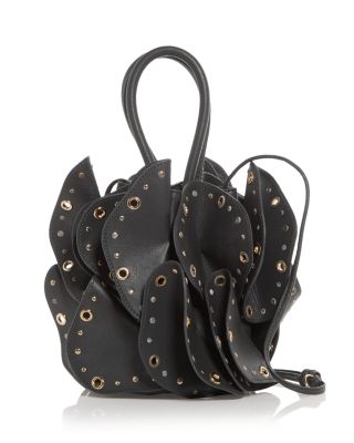 Flower Stud Leather Shoulder Bag