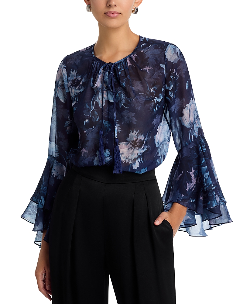 Kobi Halperin Mullin Printed Flared Sleeve Blouse In Blue