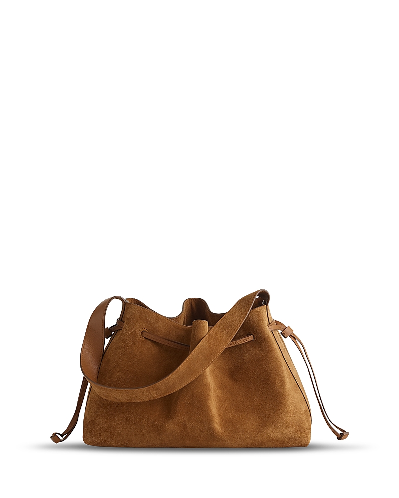 Madewell The Suede Drawstring Shoulder Bag In Brown