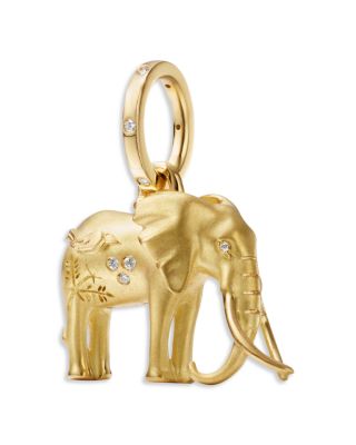 18K Yellow Gold FJ Diamond Tembo Elephant Pendant