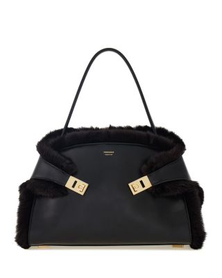 Hug Leather & Shearling Shoulder Bag