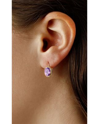 Gemstone Faceted Oval Lever Back Earrings in 14K Yellow Gold