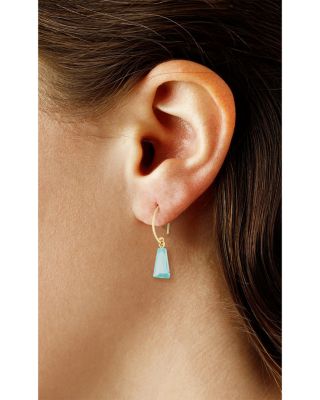 Blue Topaz Trapezoid Sweep Threader Earrings in 14K Yellow Gold