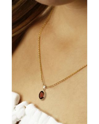 Gemstone Faceted Oval Pendant Necklace in 14K Yellow Gold, 18"