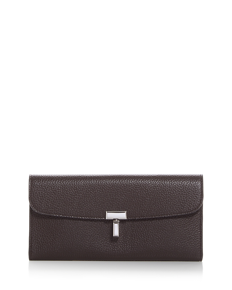 Totême T-lock Leather Wallet In Brown
