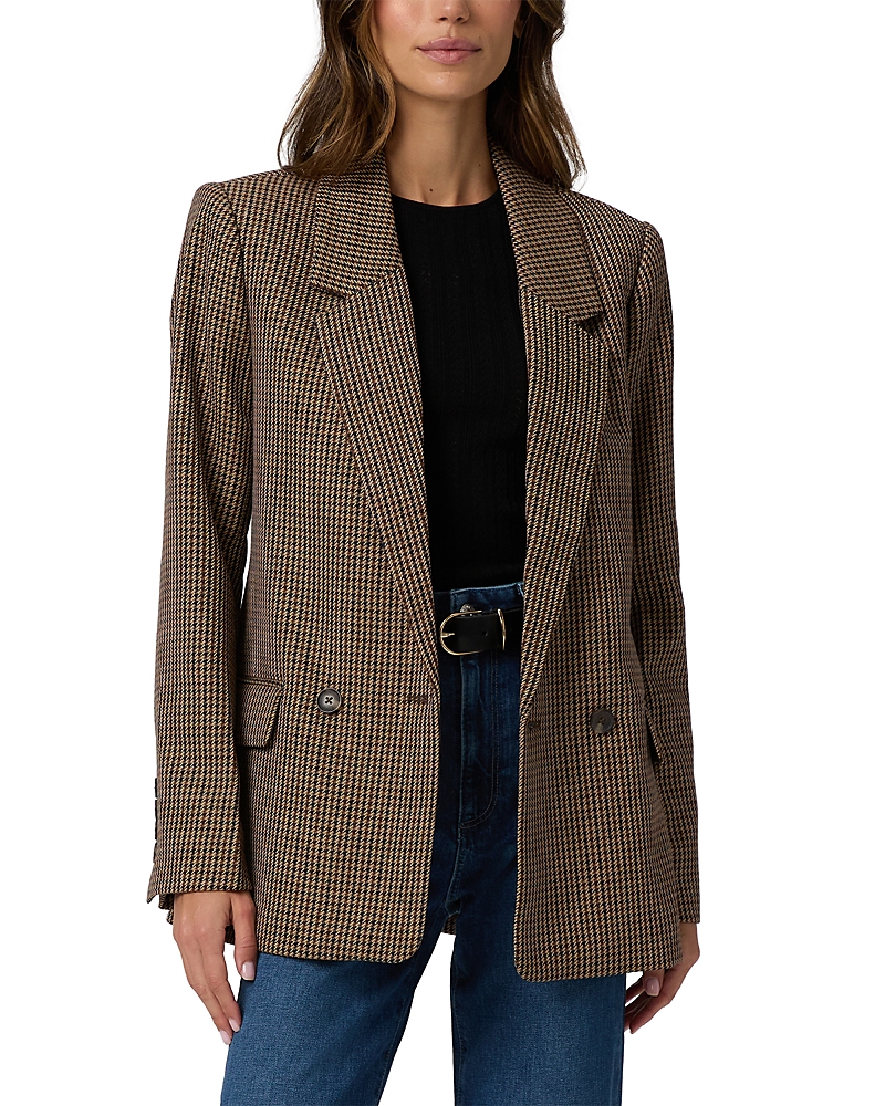 Paige Womens Brown Multi Quentin Houndstooth Wool-blend Blazer In Multi