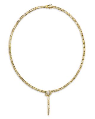 Diamond Serpent Lariat Necklace in 14K Yellow Gold, 3.50 tcw
