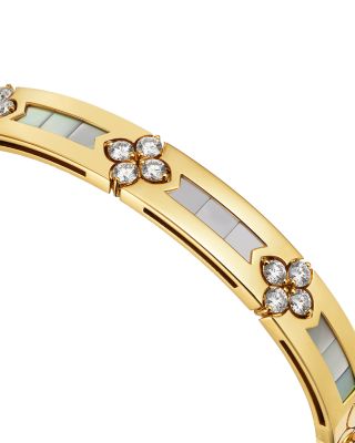 Roberto Coin 18K Yellow Gold Love in Verona Mother of Pearl & Diamond Flower Bangle Bracelet