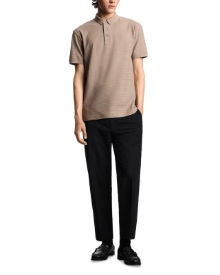 Textured Allover Geometric Square Jacquard Motif Polo Shirt