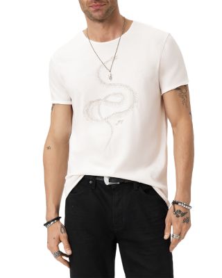 Raw Edge Fine Line Embroidered Tee