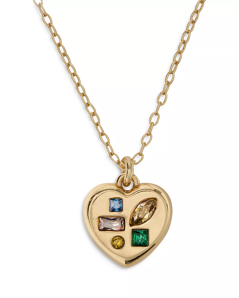 kate spade new york Gifting Self Love Mixed Stone Heart Pendant Necklace, 16