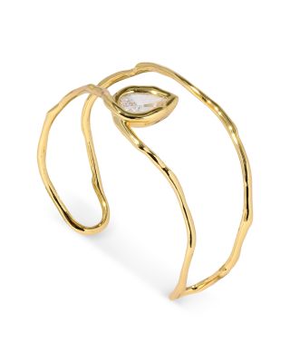 Asterales Floating Cubic Zirconia Double Row Cuff Bracelet 