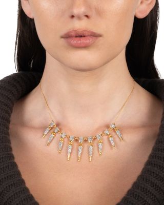 Solanales Pav&eacute; Spear Statement Necklace, 16"-18" 