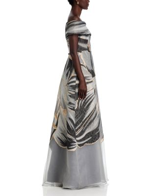 Jacquard Off The Shoulder Gown