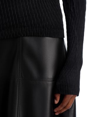 Faux Suede Puff Pleats Top