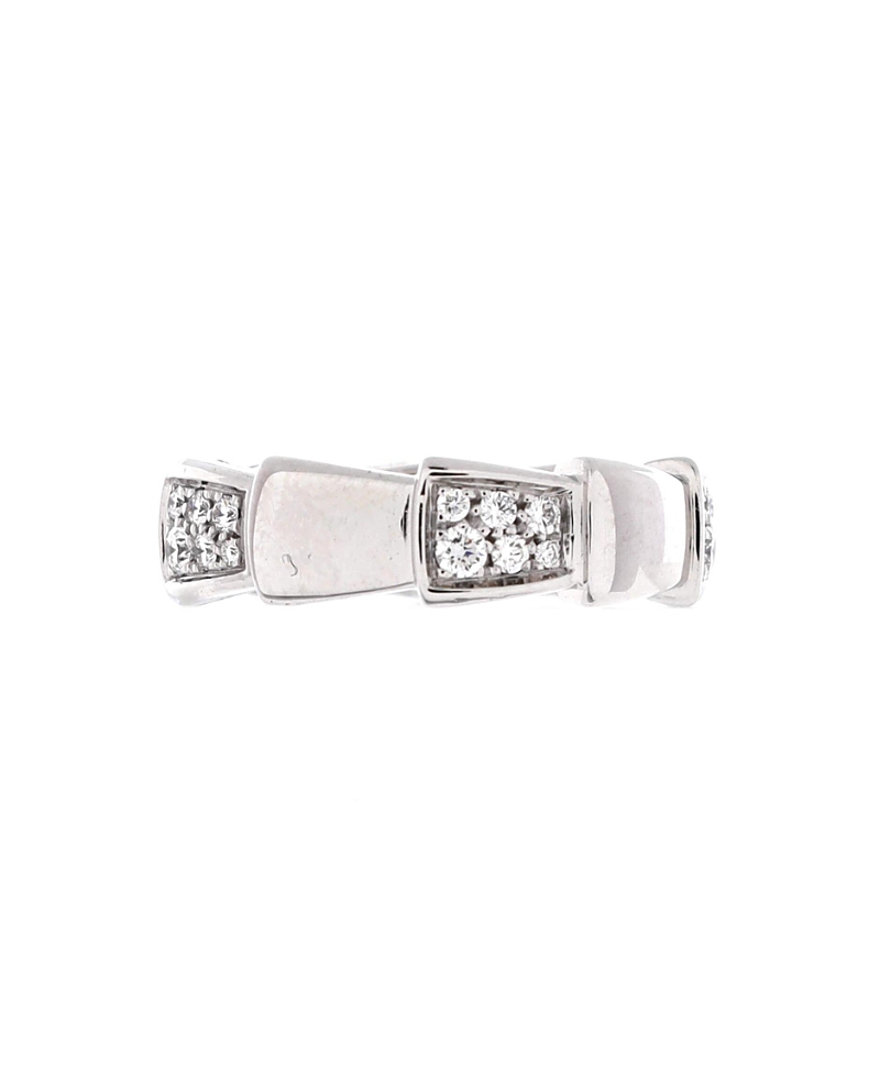 Pre-owned Pre-owned Bvlgari Bvlgari Large Serpenti Viper Ring 18k White Gold With Half Pave Diamonds
