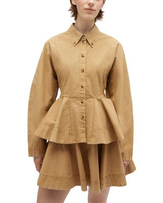 Washed Stretch Peplum Shirt