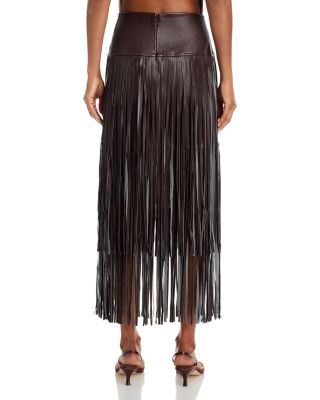 Karolina Faux Leather Fringe Skirt