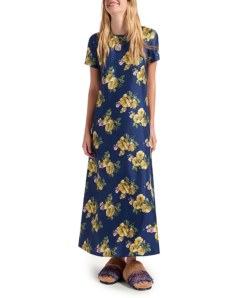 La Doublej Swing Floral-print Maxi Dress In Blue