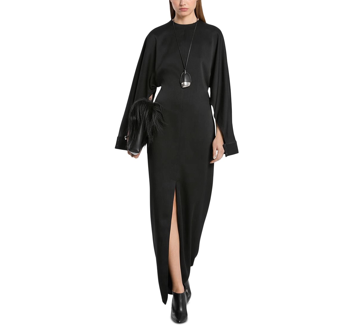 Michael Kors Collection Satin Slit Sleeve Gown in Black