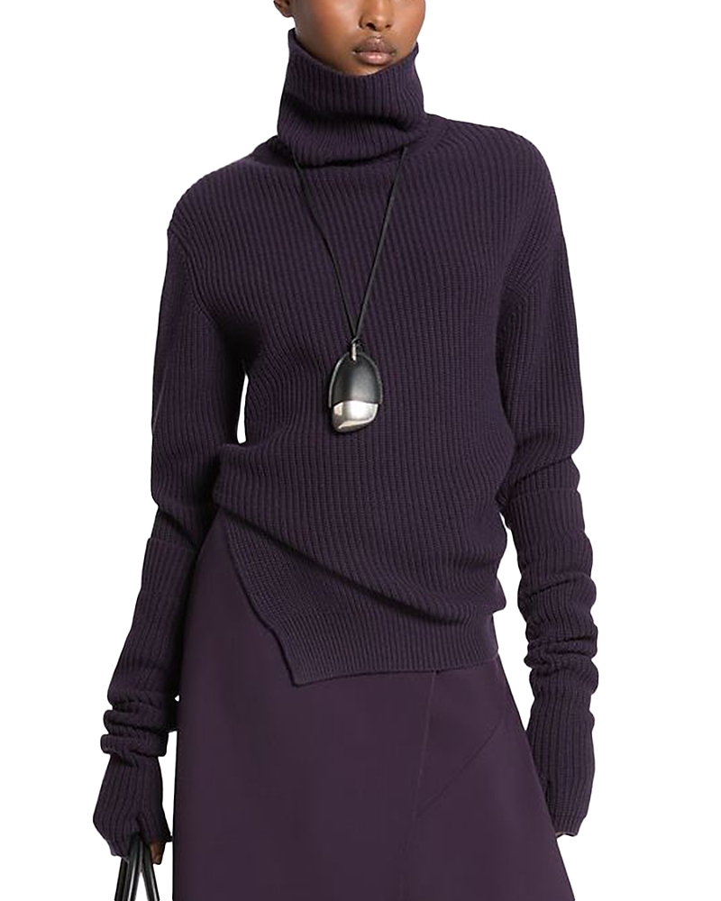 Michael Michael Kors Cashmere Bias Turtleneck Sweater In Purple