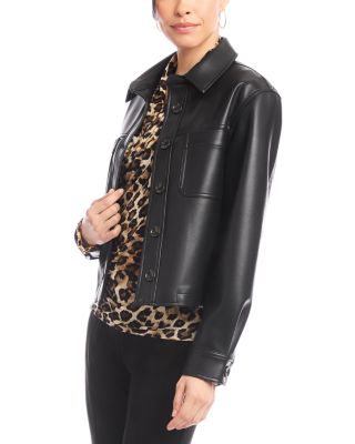 Faux Leather Cropped Jacket