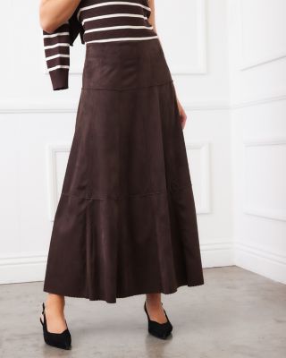 Tiered Faux Suede Skirt