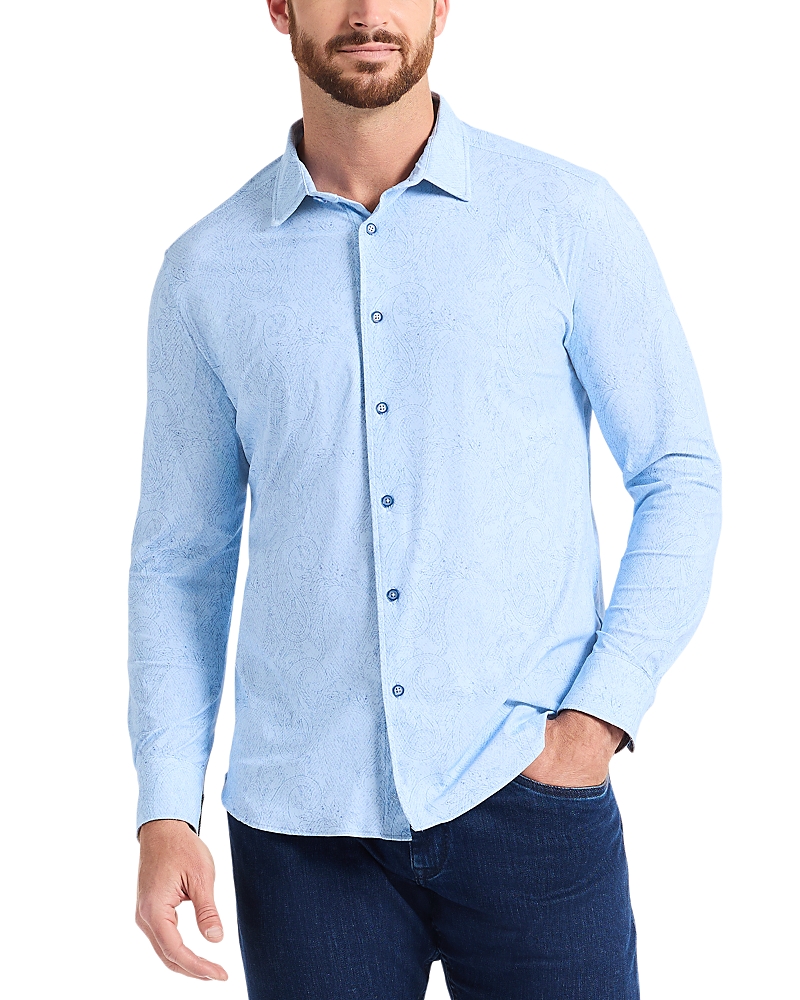 Robert Graham Thurston Paisley Knit Button-up Shirt In Blue