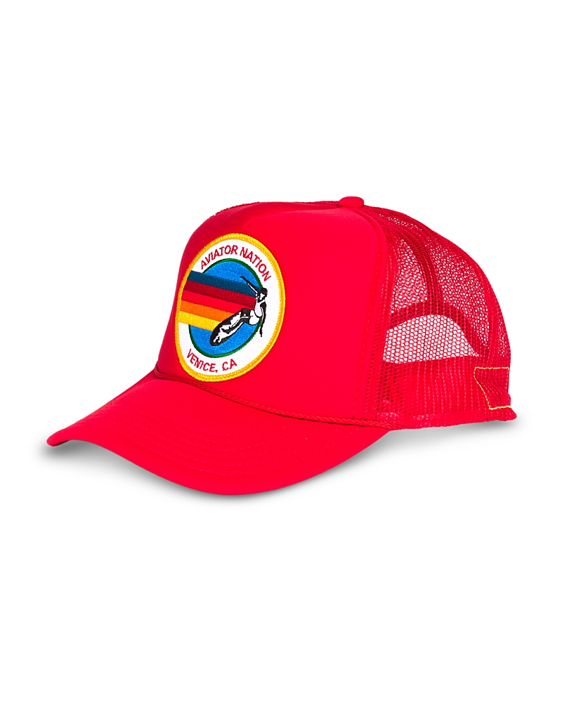 Aviator Nation Signature Low Rise Trucker Hat In Red