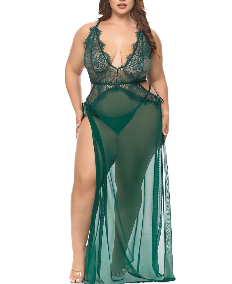 Oh La La Cheri Plus Cami Sheer Lace Lingerie Gown