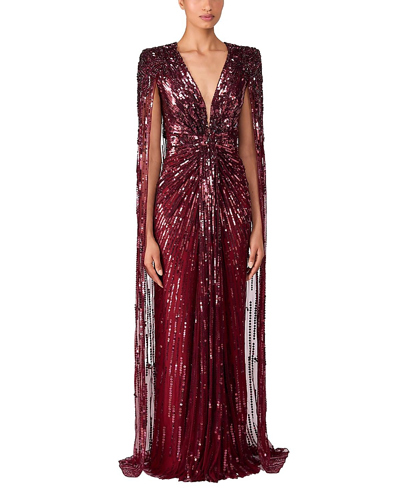 Jenny Packham Gold Rush Sequin-embellished Gown In Brown