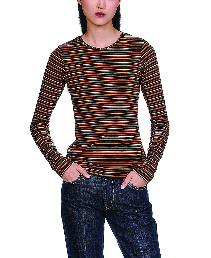 Anna Sui Venetian Stripe Long Sleeve Top In Multi