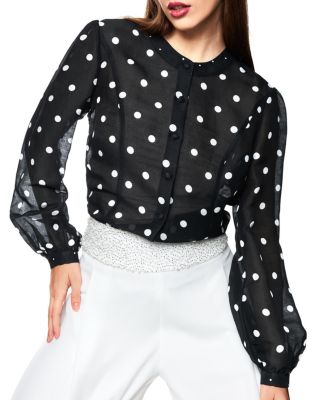 Silk and Linen Polka Dot Blouse