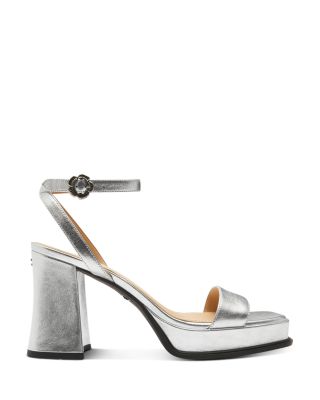 Women's Tea Rose Silver Leather Platform Sandals