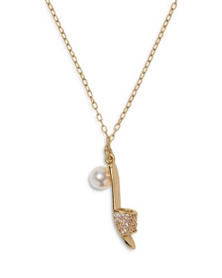 Gifting Life of the Party Imitation Pearl & Pav&eacute; High Heel Sandal Pendant Necklace, 16-19"