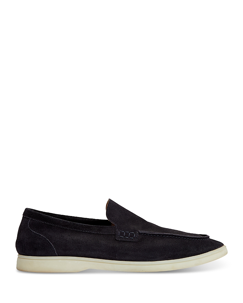 Reiss Navy Suede Slip-on Loafers In Blue