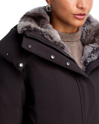 Faux Fur Trim Hooded Coat