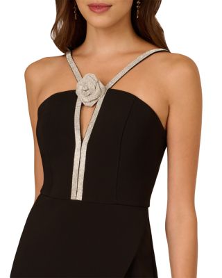 Stretch Crepe Halter Midi Dress