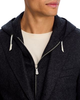 Flannel Slim Fit Sport Coat with Removable Full Zip Hoodie