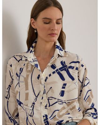 Relaxed Fit Belting Print Crepe Shirt
