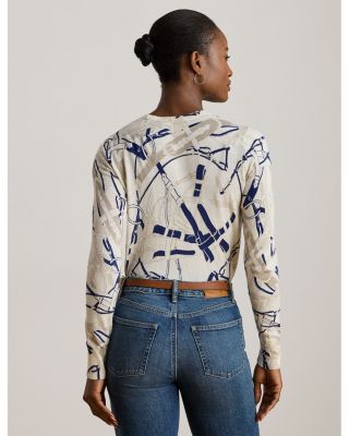 Belting Print Cotton Blend Sweater