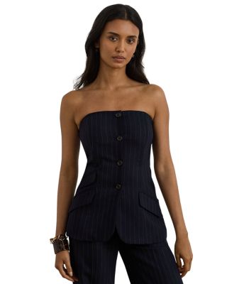 Pinstripe Wool Blend Twill Bustier