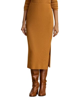 Rib Knit Pencil Midi Skirt