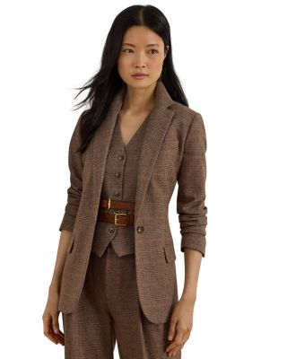 Glen Plaid Cotton Blend Blazer